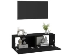 Meubles TV Muraux 2 Pcs Noir 100x30x30 Cm Bois D'ingénierie 14 Meubles TV Muraux 2 Pcs Noir 100x30x30 Cm Bois D'ingénierie -Meubles Soldes Boutique meuble tv 18783675