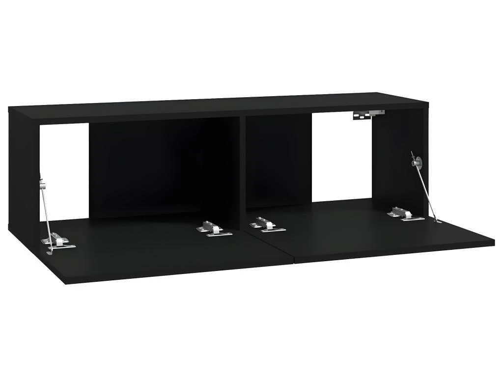Meubles TV Muraux 2 Pcs Noir 100x30x30 Cm Bois D'ingénierie 9 Meubles TV Muraux 2 Pcs Noir 100x30x30 Cm Bois D'ingénierie – Image 7