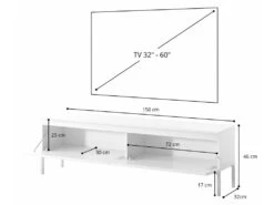 Meuble TV - 150 Cm - Noir Et Pieds Noirs - Bemmi -Meubles Soldes Boutique meuble tv 19125733