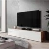 FURNIX Meuble Tv Debout / Suspendu Zibo 160 Cm Vieux Bois Mat / Blanc Brillant Style Moderne Avec Compartiments Fermés -Meubles Soldes Boutique meuble tv 19557525