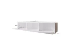 FURNIX Meuble Tv Debout / Suspendu Zibo 160 Cm Vieux Bois Mat / Blanc Brillant Style Moderne Avec Compartiments Fermés -Meubles Soldes Boutique meuble tv 19557531