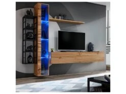 Ensemble Meuble TV Design "Switch VII" 240cm Naturel & Noir