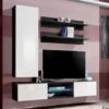 Meuble TV Mural Design "Fly XVIII" 170cm Blanc & Noir -Meubles Soldes Boutique meuble tv 19716417