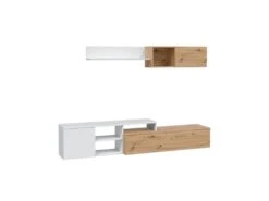 Meuble TV Et étagère Blanc/Chêne - TOZA -Meubles Soldes Boutique meuble tv 19824159