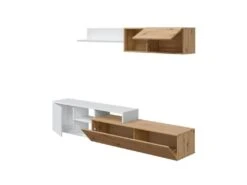 Meuble TV Et étagère Blanc/Chêne - TOZA -Meubles Soldes Boutique meuble tv 19824161