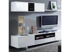 Composition TV Blanc/Gris Anthracite - IRVINE 11 Composition TV Blanc/Gris Anthracite - IRVINE -Meubles Soldes Boutique meuble tv 19824419