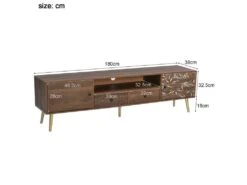 Meuble TV 180cm Avec 2 Compartiments Et 2 Tiroirs En Bois - Style Campagnard - Marron 9 Meuble TV 180cm Avec 2 Compartiments Et 2 Tiroirs En Bois - Style Campagnard - Marron -Meubles Soldes Boutique meuble tv 20939339