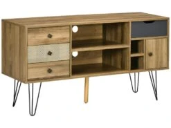 Meuble Tv Industriel VALLADOLID Aspect Bois Et Noir