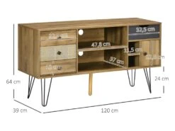 Meuble Tv Industriel VALLADOLID Aspect Bois Et Noir -Meubles Soldes Boutique meuble tv 21989057