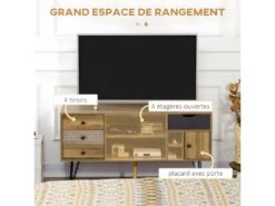 Meuble Tv Industriel VALLADOLID Aspect Bois Et Noir -Meubles Soldes Boutique meuble tv 21989059