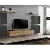 Ensemble De Meubles Design De Salon SWITCH IV. Coloris Gris Et Chêne. Finitions Gris Brillant Et Chêne Fraisé. -Meubles Soldes Boutique meuble tv 22357551