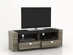 Meuble TV METEORITE - 2 Niches & 2 Tiroirs - MDF Plateau Effet Granite 20 Meuble TV METEORITE - 2 Niches & 2 Tiroirs - MDF Plateau Effet Granite -Meubles Soldes Boutique meuble tv 225731