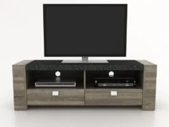 Meuble TV METEORITE - 2 Niches & 2 Tiroirs - MDF Plateau Effet Granite 21 Meuble TV METEORITE - 2 Niches & 2 Tiroirs - MDF Plateau Effet Granite -Meubles Soldes Boutique meuble tv 225735