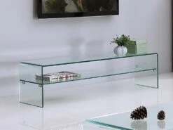 Meuble TV STILEOS - 1 Niche - Verre Trempé
