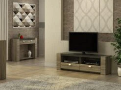 Meuble TV METEORITE - 2 Niches & 2 Tiroirs - MDF Plateau Effet Granite 18 Meuble TV METEORITE - 2 Niches & 2 Tiroirs - MDF Plateau Effet Granite -Meubles Soldes Boutique meuble tv 267861