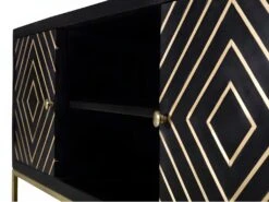 Meuble TV PRISMIN - 2 Portes Et 2 Niches - Manguier Et Métal - Noir 15 Meuble TV PRISMIN - 2 Portes Et 2 Niches - Manguier Et Métal - Noir -Meubles Soldes Boutique meuble tv 353293