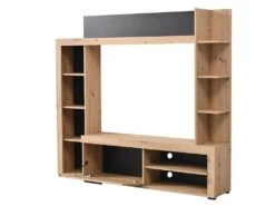 Mur TV BALTIMORE - Avec Rangements - Coloris : Chêne & Anthracite -Meubles Soldes Boutique meuble tv 381161