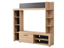 Mur TV BALTIMORE - Avec Rangements - Coloris : Chêne & Anthracite -Meubles Soldes Boutique meuble tv 381163