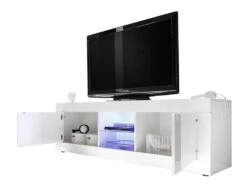Meuble TV COMETE - LEDs - 2 Portes - Blanc Laqué -Meubles Soldes Boutique meuble tv 381493