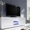 Meuble TV COMETE - LEDs - 2 Portes - Blanc Laqué 2 Meuble TV COMETE - LEDs - 2 Portes - Blanc Laqué -Meubles Soldes Boutique meuble tv 381499
