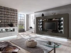 Mur TV BLAKE Avec Rangements - LEDs - MDF Anthracite -Meubles Soldes Boutique meuble tv 382341