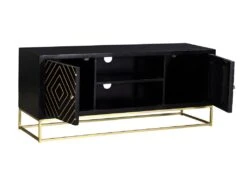 Meuble TV PRISMIN - 2 Portes Et 2 Niches - Manguier Et Métal - Noir 16 Meuble TV PRISMIN - 2 Portes Et 2 Niches - Manguier Et Métal - Noir -Meubles Soldes Boutique meuble tv 387463