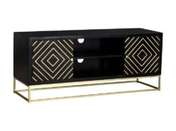 Meuble TV PRISMIN - 2 Portes Et 2 Niches - Manguier Et Métal - Noir 14 Meuble TV PRISMIN - 2 Portes Et 2 Niches - Manguier Et Métal - Noir -Meubles Soldes Boutique meuble tv 387465