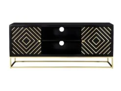 Meuble TV PRISMIN - 2 Portes Et 2 Niches - Manguier Et Métal - Noir 13 Meuble TV PRISMIN - 2 Portes Et 2 Niches - Manguier Et Métal - Noir -Meubles Soldes Boutique meuble tv 387473