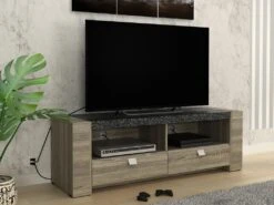 Meuble TV METEORITE - 2 Niches & 2 Tiroirs - MDF Plateau Effet Granite 16 Meuble TV METEORITE - 2 Niches & 2 Tiroirs - MDF Plateau Effet Granite -Meubles Soldes Boutique meuble tv 421405