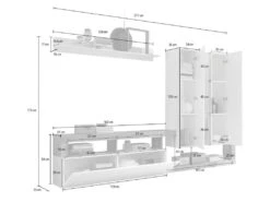 Mur TV Avec 3 Portes - Coloris : Blanc Laqué Et Béton - SEFRO -Meubles Soldes Boutique meuble tv 5626391