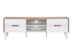 Meuble TV 4 Tiroirs Et 2 Niches - MDF Et Métal - Blanc Laqué Et Naturel - CAYANA 13 Meuble TV 4 Tiroirs Et 2 Niches - MDF Et Métal - Blanc Laqué Et Naturel - CAYANA -Meubles Soldes Boutique meuble tv 722015