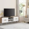 Meuble TV 4 Tiroirs Et 2 Niches - MDF Et Métal - Blanc Laqué Et Naturel - CAYANA 1 Meuble TV 4 Tiroirs Et 2 Niches - MDF Et Métal - Blanc Laqué Et Naturel - CAYANA -Meubles Soldes Boutique meuble tv 722019