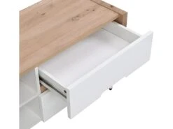 Meuble TV 4 Tiroirs Et 2 Niches - MDF Et Métal - Blanc Laqué Et Naturel - CAYANA 18 Meuble TV 4 Tiroirs Et 2 Niches - MDF Et Métal - Blanc Laqué Et Naturel - CAYANA -Meubles Soldes Boutique meuble tv 722023