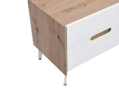 Meuble TV 4 Tiroirs Et 2 Niches - MDF Et Métal - Blanc Laqué Et Naturel - CAYANA 17 Meuble TV 4 Tiroirs Et 2 Niches - MDF Et Métal - Blanc Laqué Et Naturel - CAYANA -Meubles Soldes Boutique meuble tv 722025