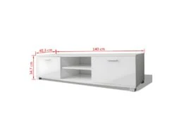 Meuble Télé Buffet Tv Télévision Design Pratique 140 Cm Haute Brillance Blanc 2502057/2 -Meubles Soldes Boutique meuble tv 8917397
