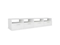 Meuble Télé Buffet Tv Télévision Design Pratique 2 Pcs Aggloméré 95 Cm Blanc 2502082