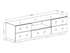 Meuble TV 180cm Collection ZANTE Avec 2 Portes Et 1 Tiroir. LED Incluses. Couleur Noir Brillant Pailleté -Meubles Soldes Boutique meuble tv 8917825