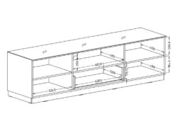 Meuble TV 180cm Collection ZANTE Avec 2 Portes Et 1 Tiroir. LED Incluses. Couleur Noir Brillant Pailleté -Meubles Soldes Boutique meuble tv 8917827