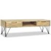 Meuble Télé Buffet Tv Télévision Design Pratique 120 Cm Teck Massif Beige 2502249