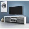 Meuble TV Design MANHATTAN 140 Cm à 2 Portes Et 2 Niches Coloris Blanc Et Gris -Meubles Soldes Boutique meuble tv 8922393