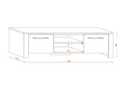 Meuble TV Design MANHATTAN 140 Cm à 2 Portes Et 2 Niches Coloris Blanc Et Gris -Meubles Soldes Boutique meuble tv 8922397