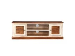 Meuble Télé Buffet Tv Télévision Design Pratique Bois Massif De Manguier Et Sesham 120 Cm 2502172 -Meubles Soldes Boutique meuble tv 8922823