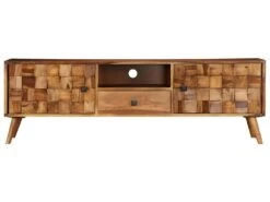 Meuble Télé Buffet Tv Télévision Design Pratique Bois Sesham Massif Avec Finition Miel 140 Cm 2502185 -Meubles Soldes Boutique meuble tv 8922973