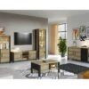Ensemble De 5 Meubles De Salon Collection DARWIN. Couleur Chêne Clair Et Noir. -Meubles Soldes Boutique meuble tv 8925301