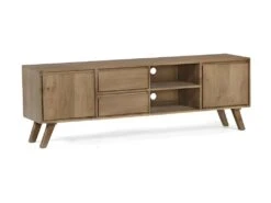 Meuble TV 180 Cm Bois 2 Tiroirs 2 Portes 2 Niches Classic - Naturel