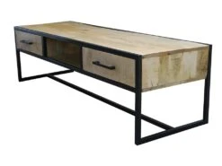 Meuble TV 2 Tiroirs 1 Niche Bois De Manguier Et Métal - Naturel 7 Meuble TV 2 Tiroirs 1 Niche Bois De Manguier Et Métal - Naturel -Meubles Soldes Boutique meuble tv 9238817
