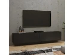 Meuble TV 180cm Collection EVA. Couleur Noir Et Chêne. -Meubles Soldes Boutique meuble tv 9492471