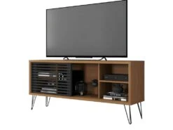 Meuble TV 55 Pouces Chêne Foncé Et Noir