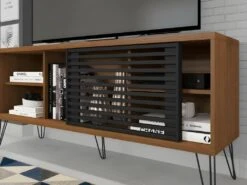 Meuble TV 55 Pouces Chêne Foncé Et Noir -Meubles Soldes Boutique meuble tv 9493145