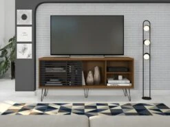 Meuble TV 55 Pouces Chêne Foncé Et Noir -Meubles Soldes Boutique meuble tv 9493147